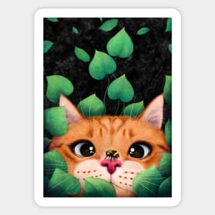 Cat in the leaves Sticker